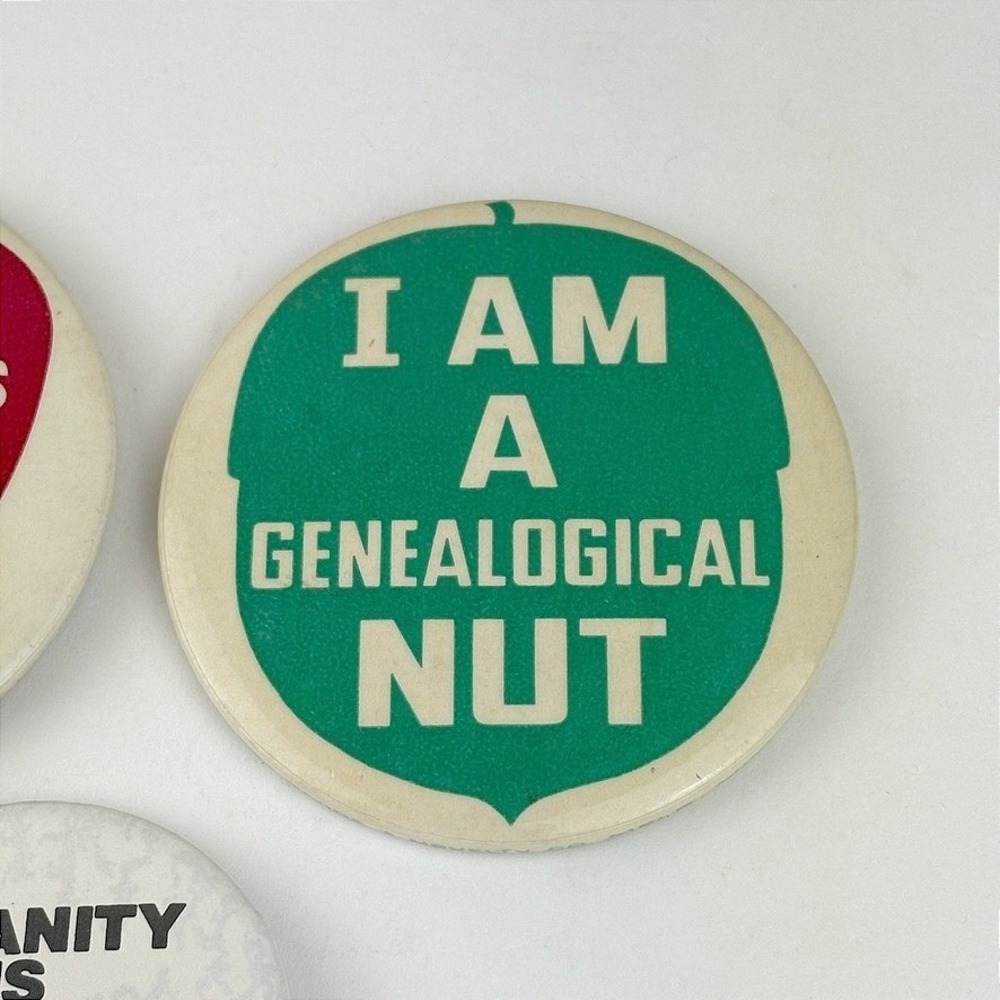 Vintage Buttons Genealogy Themed Novelty Buttons Pins Lot of 3 - Picture 3 of 7